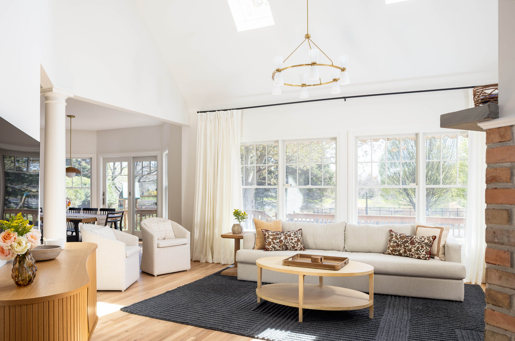 Open-plan view from living room toward the kitchen